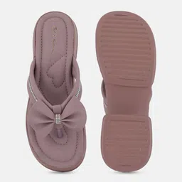 Mast & Harbour Mauve Embellished Bows Detail Open Toe Platform Heels image 2