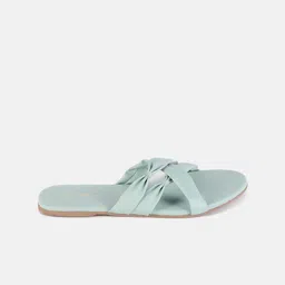 Vishudh Sea Green Textured Open Toe Flats image 5