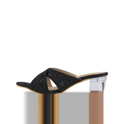 Shezone Black Block Mules with Bows image 2
