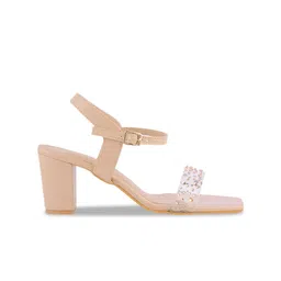 Try Me  Embellished Open Toe Backstrap Block Heels image 4
