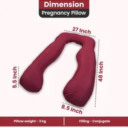 Sleepsia Maroon Memory Foam Filled U-Shape Maternity Sleep Pillow image 4