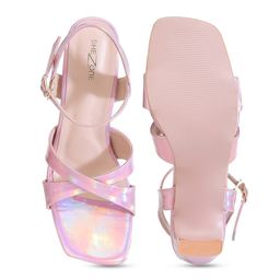 Shezone Open Toe Block Heels With Backstrap image 2
