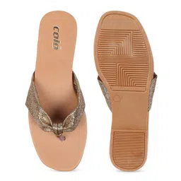 Colo Textured Open Toe Flats with Bows image 4