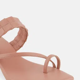 Mast & Harbour Peach Square Toe Block Heels image 3