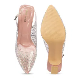 Retro Walk Embellished Pointed Toe Block Heels image 5