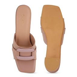 Mast & Harbour Peach Coloured Open Toe Block Heels image 2