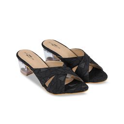 Shezone Black Block Mules with Bows image 5