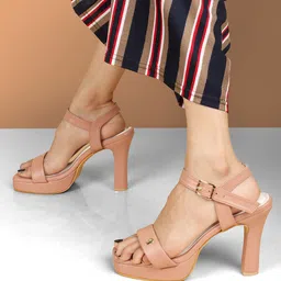 ELLE Open Toe Platform Heels With Buckle Closure image 3
