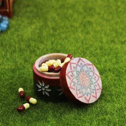 Aapno Rajasthan Red Self-Design Cylindrical Storage Organiser-48