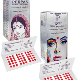 PERPAA Set of 2 Red Velvet Kumkum Bindi Box with 15 Flaps Each - Size 04-75