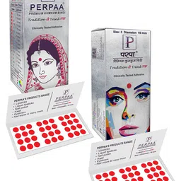 PERPAA Set of 2 Red Velvet Kumkum Bindi Box with 15 Flaps Each - Size 3-83