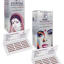 PERPAA Set of 2 Maroon Velvet Kumkum Bindi Box with 15 Flaps Each - Size 6-10