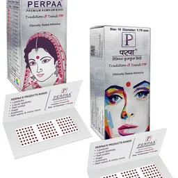 PERPAA Set of 2 Maroon Velvet Kumkum Bindi Box with 15 Flaps Each - Size 10-48