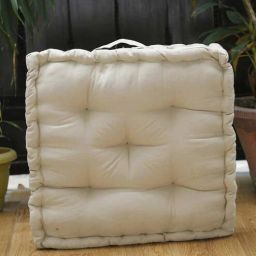 blanc9 Beige Solid Cotton 20x20 Inches Floor Cushion-picture-6