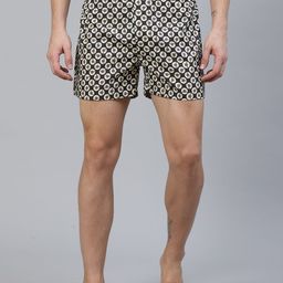 East Ink Men Charcoal Grey & Cream-Coloured Printed Pure Cotton Boxers EIBXCO077-picture-2