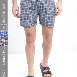 HIGHLANDER Men Pack Of 3 Checked Boxers- HLBX000031-18