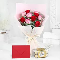 Sweet Shy Roses Bouquet Ferrero Rocher Box-30