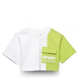 SPUNKIES Girls Colourblocked Pure Cotton Boxy Top-picture-35