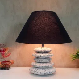 disoo fashions Crackle Affect Stone Finish Wooden with Cotton Shade (White Vintage & Black)-picture-40