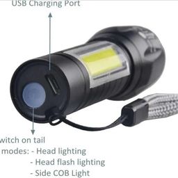 TechPride Rechargeable LED Torch Combo | Mini High Lumen Flashlights with Zoom, 3 Light Modes, Side COB Lamp | Compact, Lightweight Torch for Camping, Hiking & Emergency Use image 3