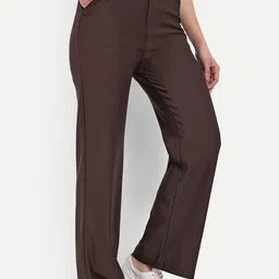 BROADSTAR Women Smart Straight Fit High-Rise Easy Wash Corduroy Cotton Regular Trousers-image-58