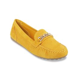 Metro Women Yellow Solid Loafers-24