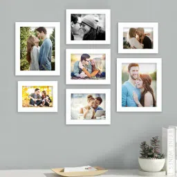 art street Kaylee Set Of 7 White Synthetic Wood Collage Photo Frames-picture-0