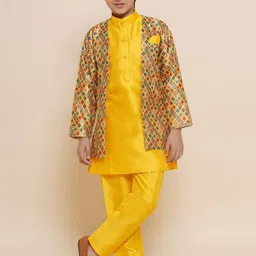 Aj DEZInES Boys Mandarin collar Kurta with Pyjamas & Jacket-30