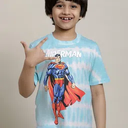 Kids Ville Boys Superman Printed Round Neck Pure Cotton T-Shirt-picture-24