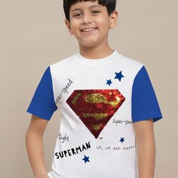 Kids Ville Boys Superman Printed Cotton Round Neck T-shirt-image-82