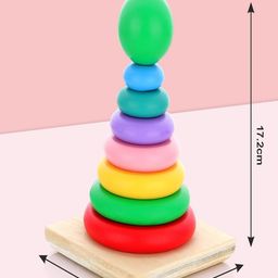 Aditi Toys Kids Wooden Stacking Ring Rainbow Color Ring Sorting and Stacker Game image 2
