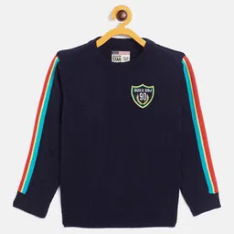 Duke Boys Navy Blue Solid Wool Pullover-image-37