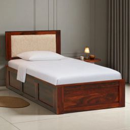 woodsworth from pepperfry Brevik Sheesham Wood Single Bed In Honey Oak Finish With Box Storage-picture-6