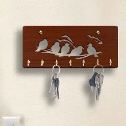 suveharts Birds Brown Engineered Wood 7 Hooks Key Holder-picture-8