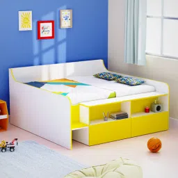 boingg! - a happy start Bumblebee Kids Double Bed with Storage In White Colour-picture-49