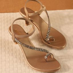 Mochi Embellished One Toe Party Kitten Heels With Backstrap-58