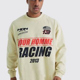 boohooMAN Typography Printed Oversized Sweatshirt With Drop-shoulder Sleeves-picture-8