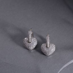Jewels Galaxy Silver-Plated Stone Studded Heart Shaped Drop Earrings-48