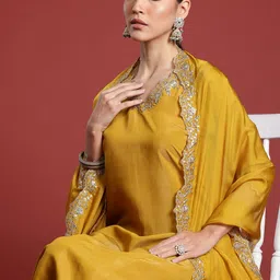 Indo Era Women Floral Embroidered Kurta with Trousers & With Dupatta-26