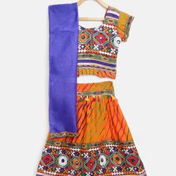 BownBee Orange & Blue  Embroidered Ready to Wear Chaniya Choli-image-93