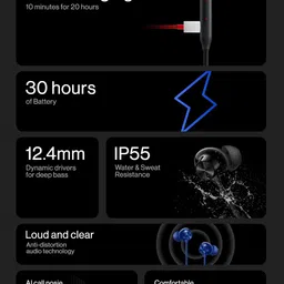 OnePlus Bullets Z2 Wireless Earphones With 12.4mm Drivers & Upto 30Hours Playback image 4