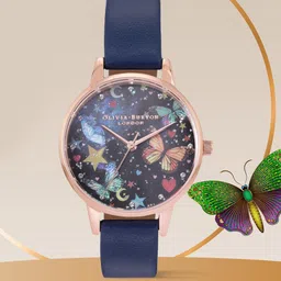 Olivia Burton Women Black Printed Dial & Leather Strap Analogue Watch OB16WG81-image-43