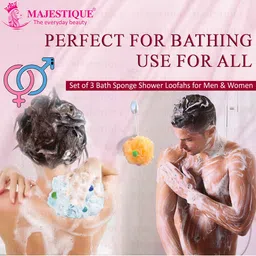 MAJESTIQUE Premium Set of 3 Large Size Loofas with Active Spheres-55