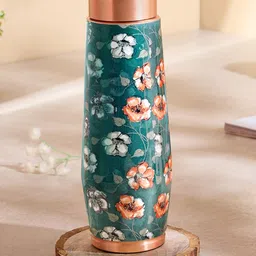 BOROSIL Clara Green & White Floral Printed BPA Free Pure Copper Water Bottle 600ml-20