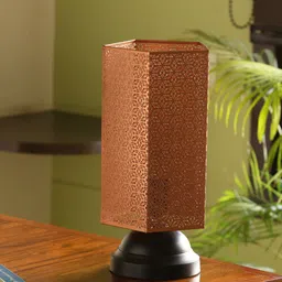 ExclusiveLane Copper-Toned Textured Handcrafted Moroccan Shimmer Bedside Table Lamp-49