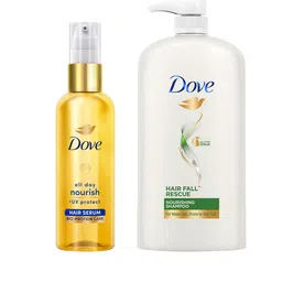 Dove All Day Nourish Hair Serum 48ml & Hair Fall Rescue Shampoo For Weak Hair 1 L-0