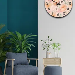 OLIVE TREE Beige & Yellow Printed Wooden Round Shaped Contemporary Wall Clock-28