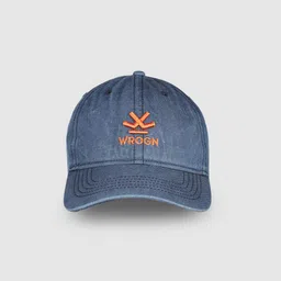 WROGN Unisex Blue Embroidered Pure Cotton Denim Baseball Cap-image-20
