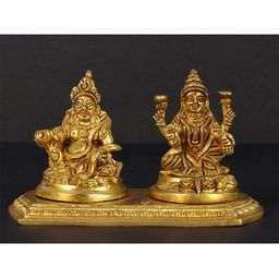 Exotic India Gold Toned Religious Brass Lakshmi Kubera Showpiece-image-16