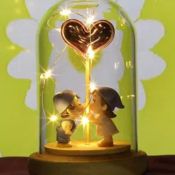 TIED RIBBONS Beige Romantic Love Couple With LED Light Showpiece-image-9